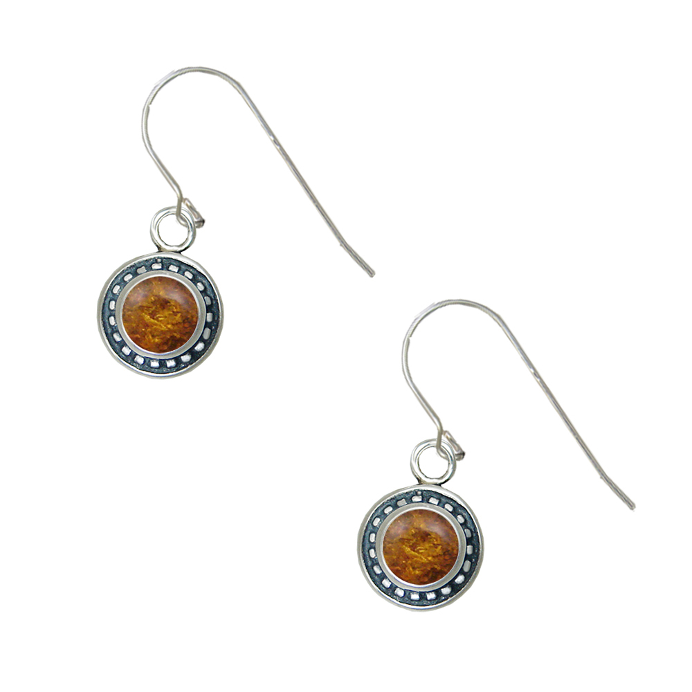 Sterling Silver Little Amber Gemstone Drop Dangle Earrings